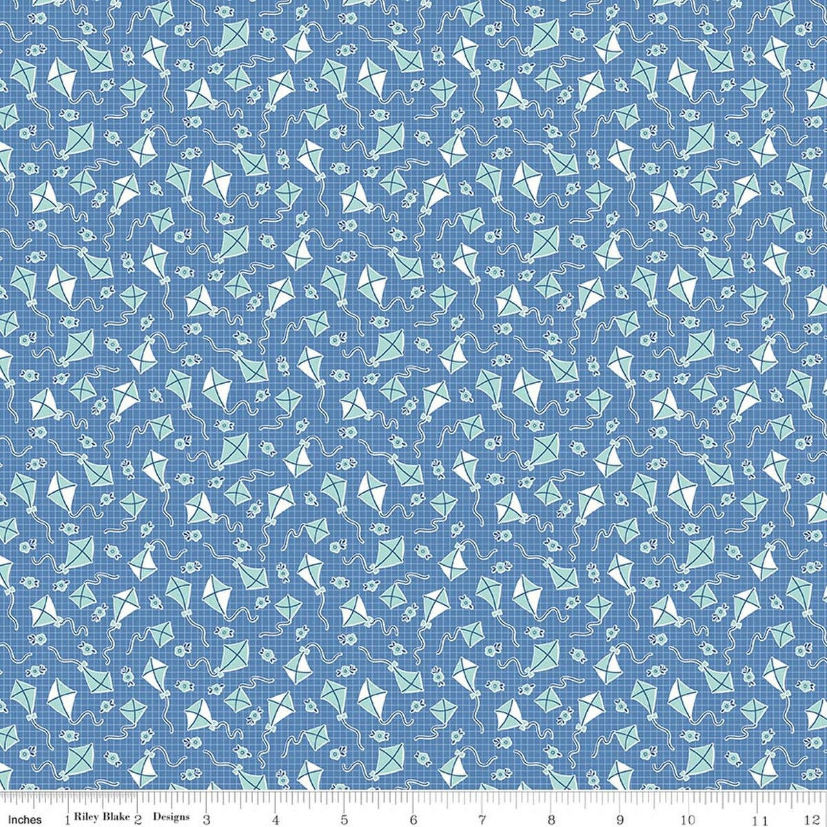 Fabric with kite pattern on a blue background
