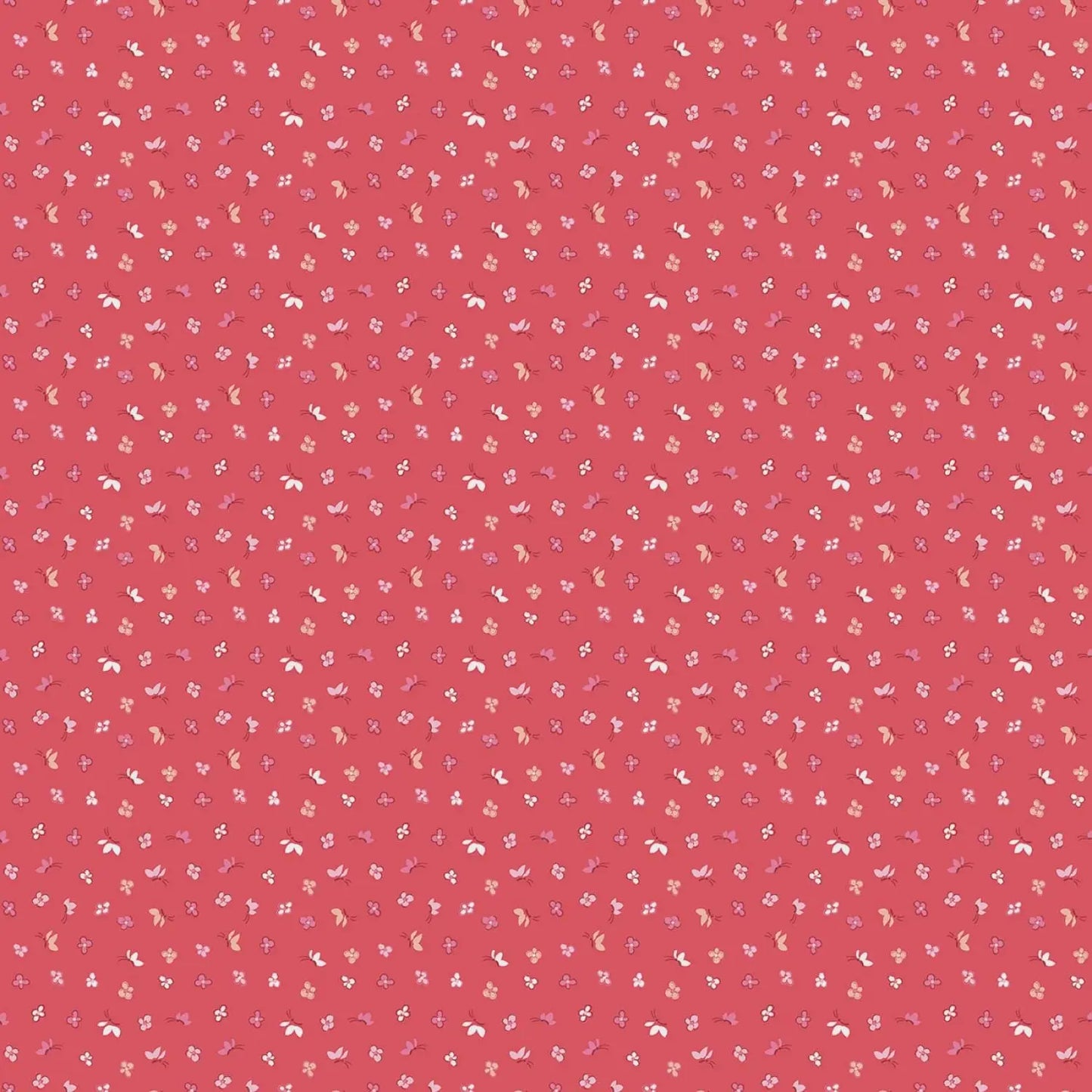 Red Pink fabric with small floral pattern
