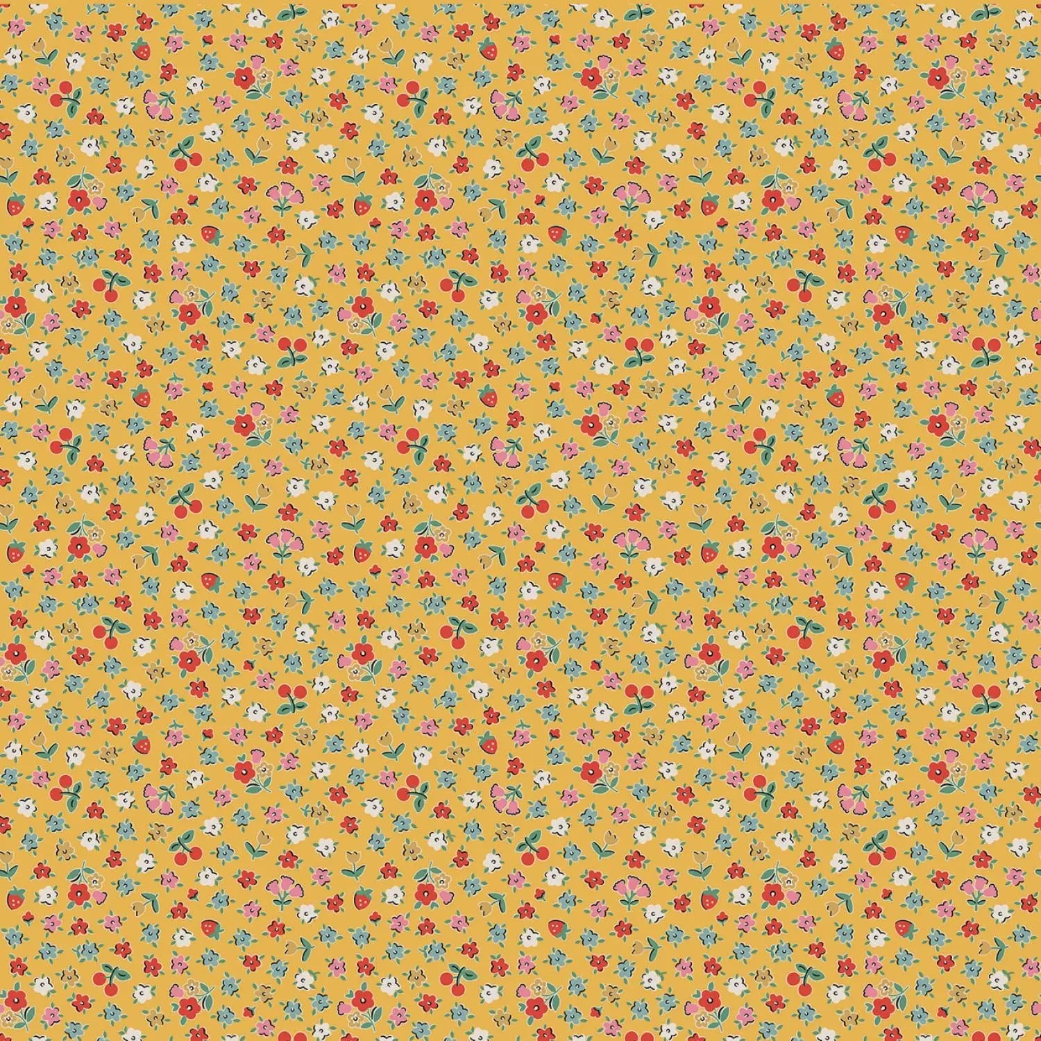 Small floral pattern on a yellow background