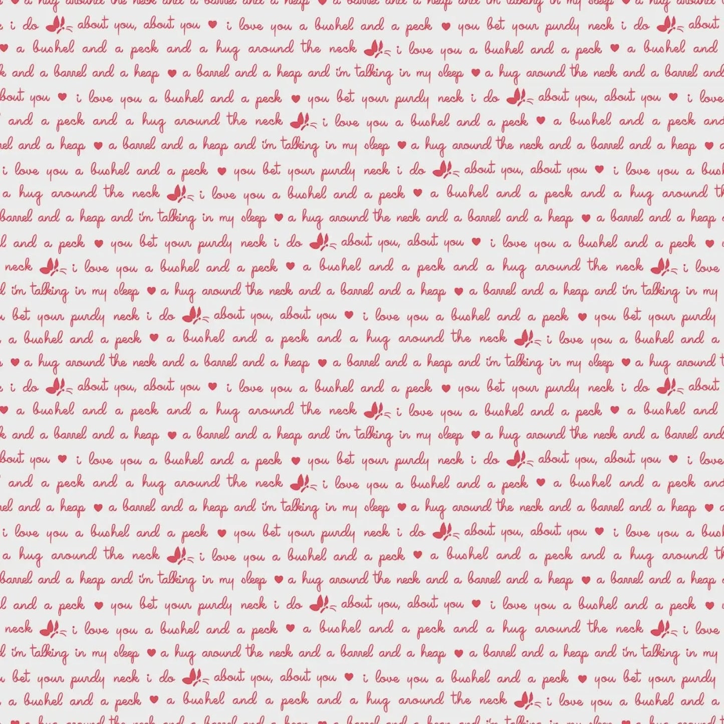 Text with 'I love you' repeated multiple times on a pink background