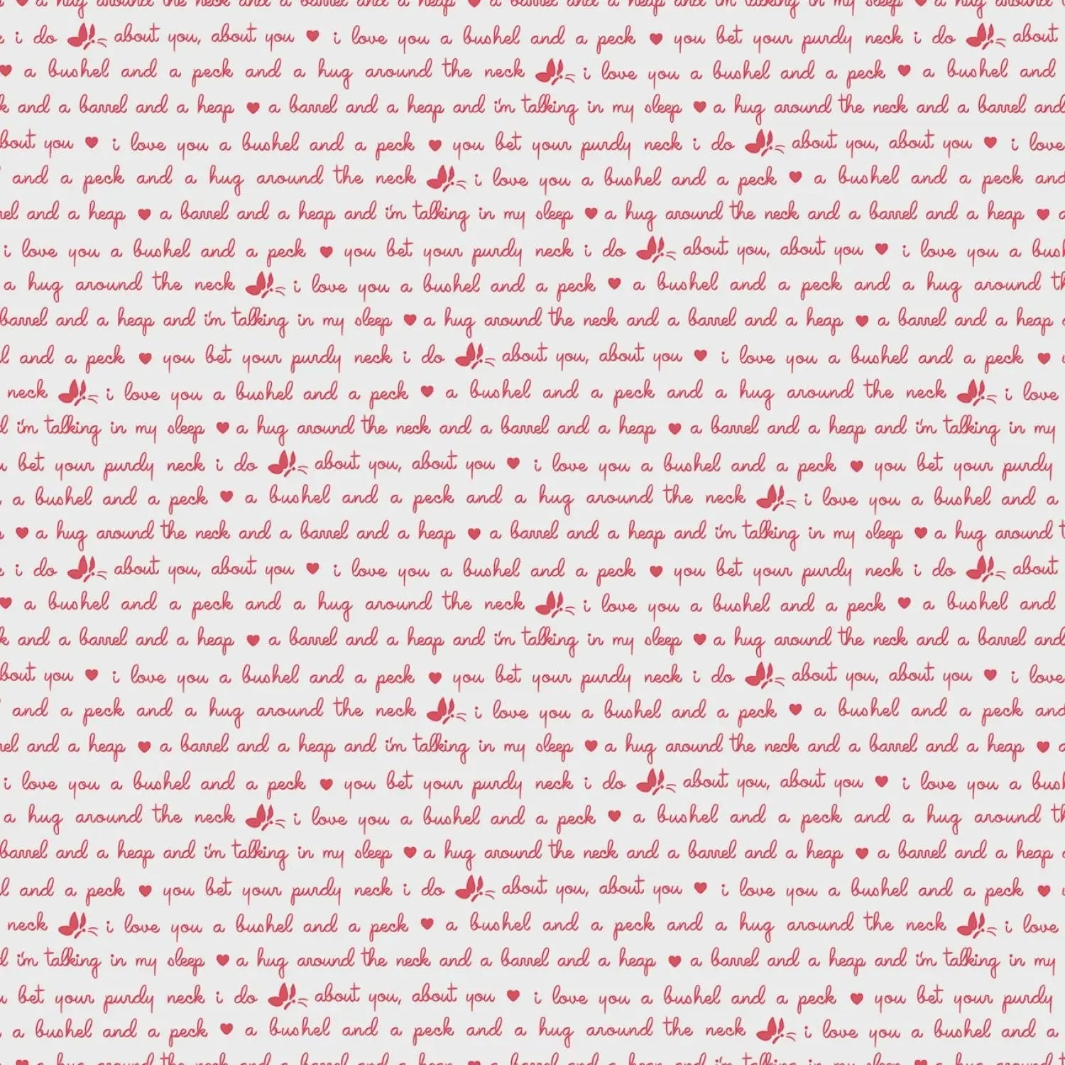 Text with 'I love you' repeated multiple times on a pink background