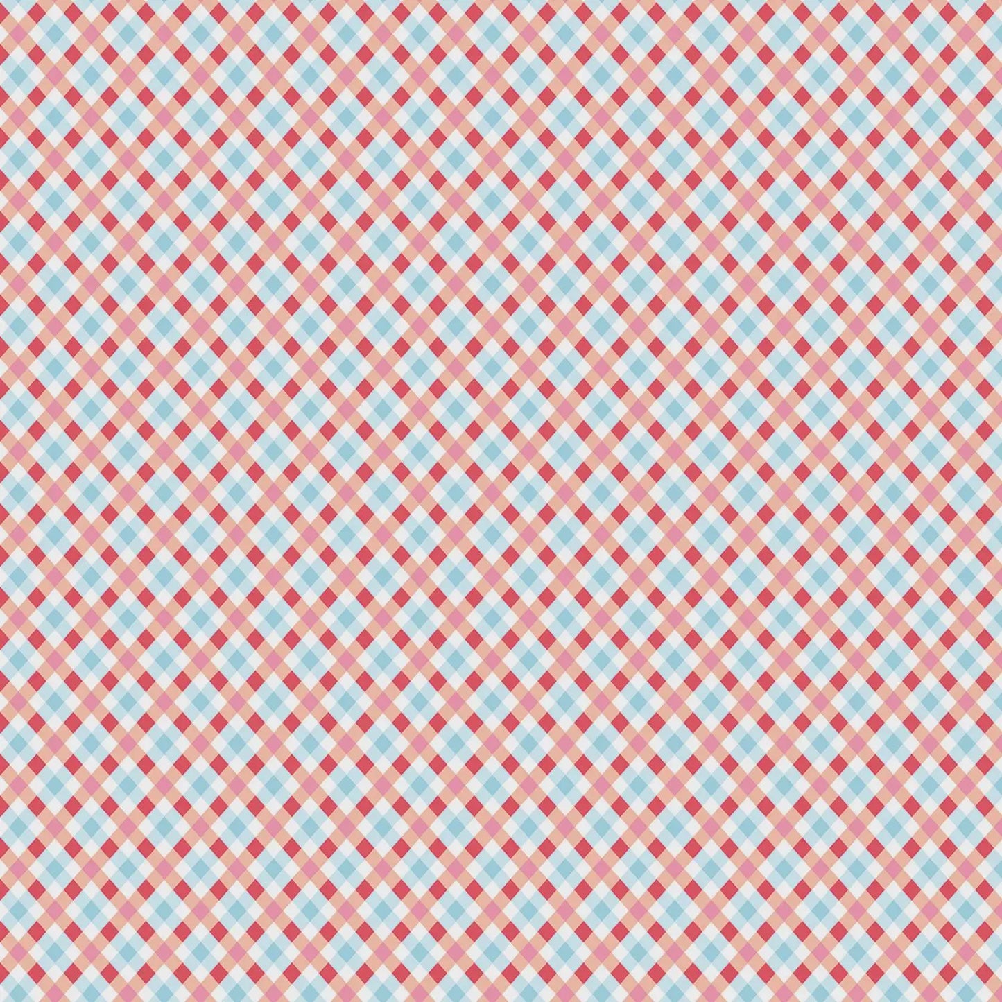 Checkered pattern with red and blue squares on a white background