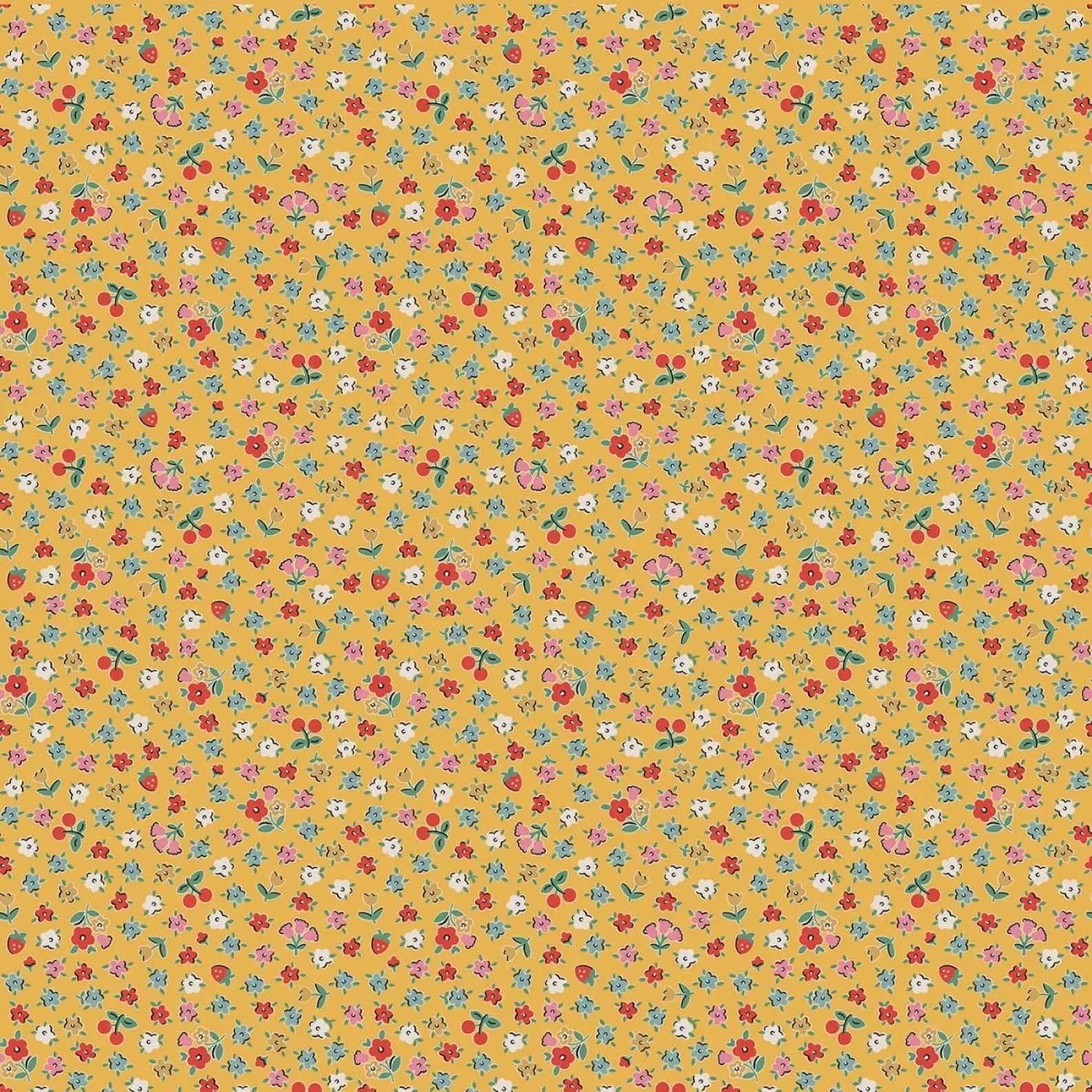 Small floral pattern on a yellow background
