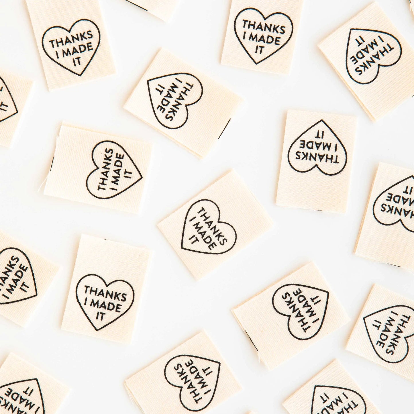 Thanks I Made It Heart Organic Cotton Sewing, Quilt and Garment Sew In Labels Sarah Hearts