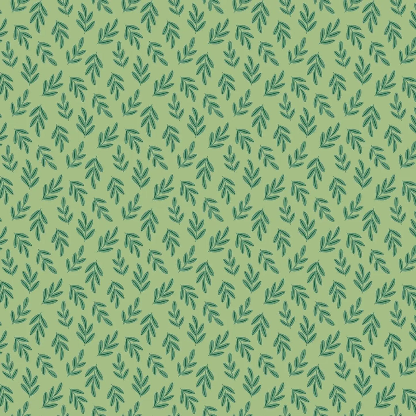 Pattern of green leaves on a light green background