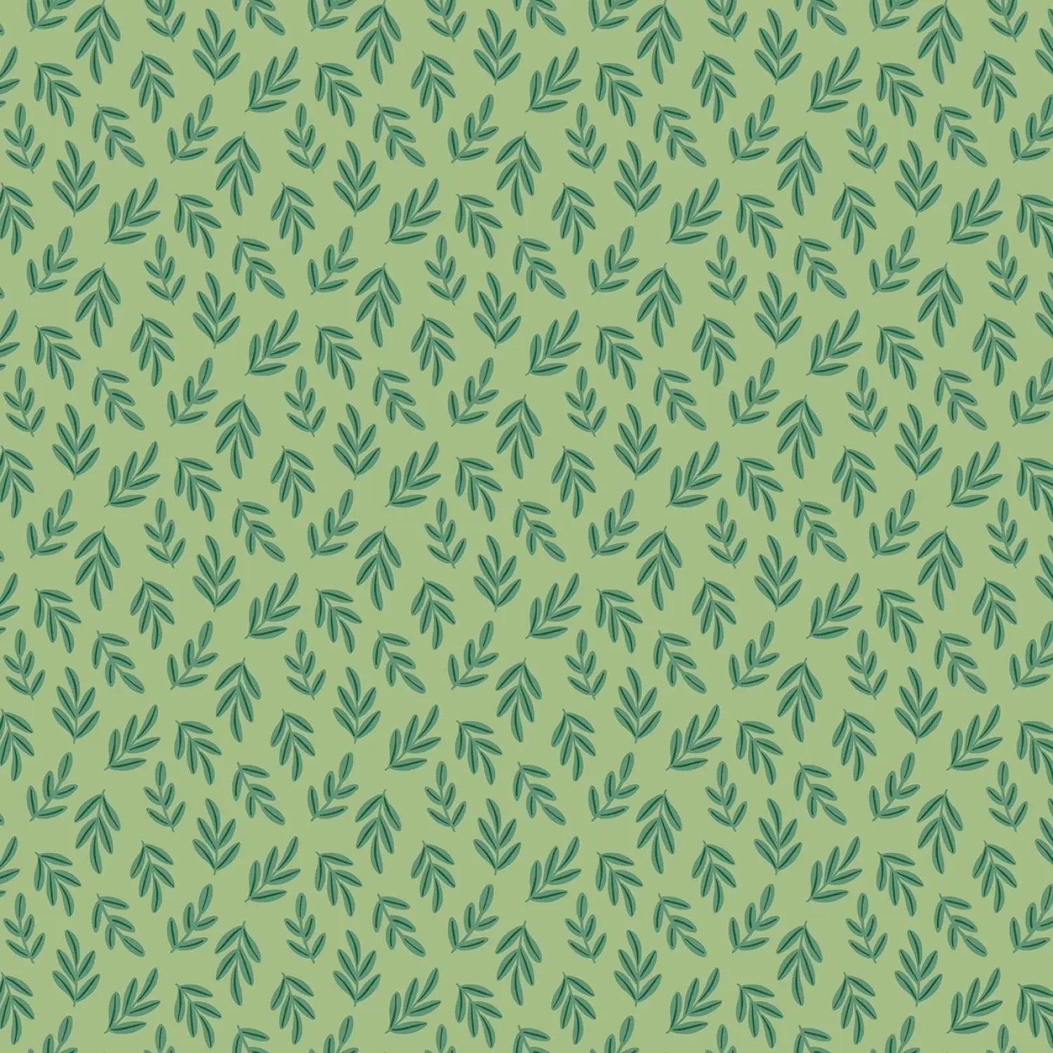Pattern of green leaves on a light green background