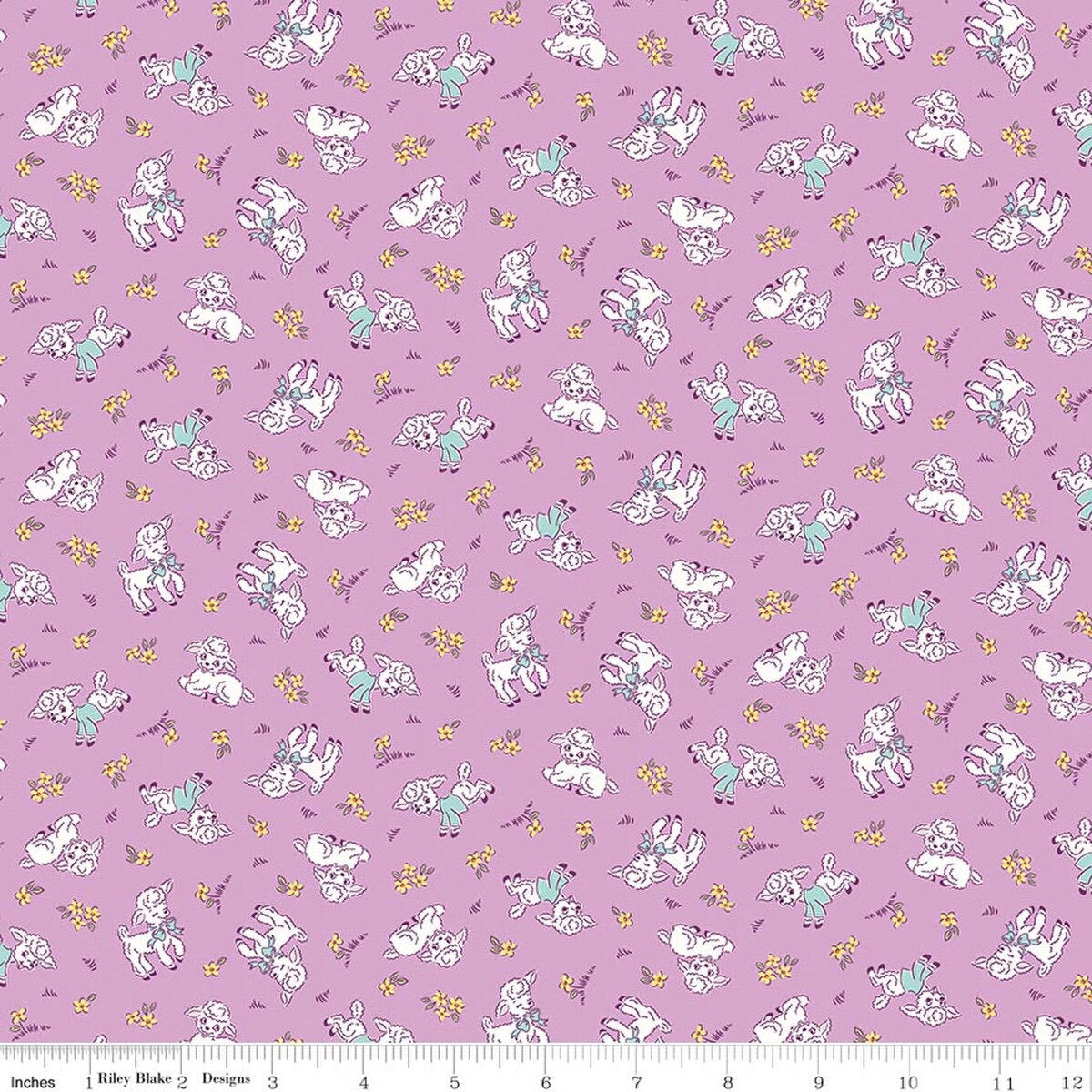 Pre-Order Traditional 30's Lambs Purple by Lindsey Wilkes, 100% Quilt Cotton Fabric by the Yard