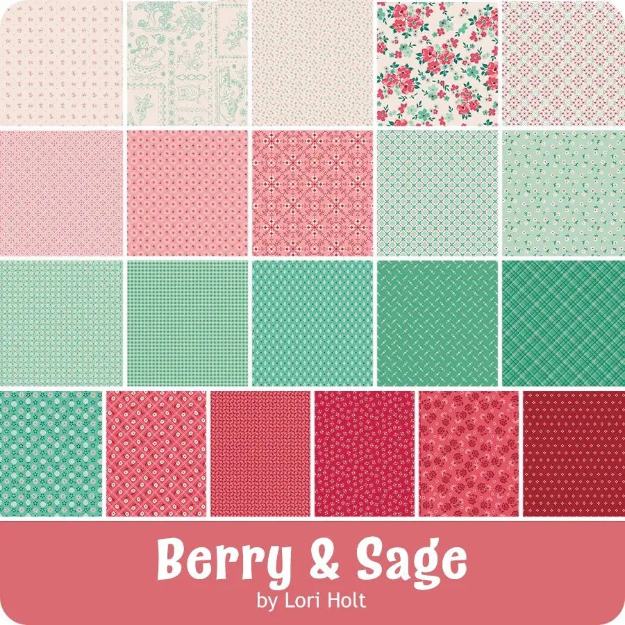 Berry & Sage 5" Stacker Charm Pack, Designed by Lori Holt for Riley Blake Designs Groovy Quilt Co