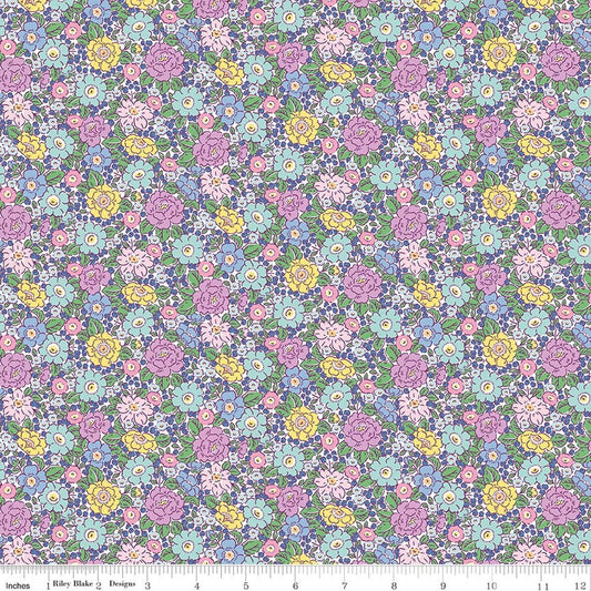 Floral pattern fabric with a ruler at the bottom