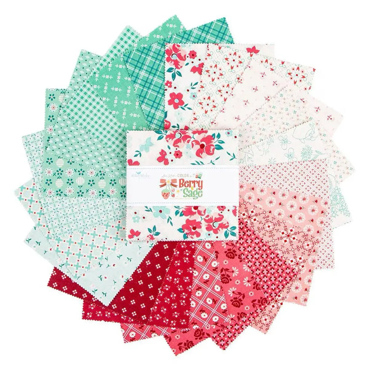 Berry & Sage 5" Stacker Charm Pack, Designed by Lori Holt for Riley Blake Designs Groovy Quilt Co