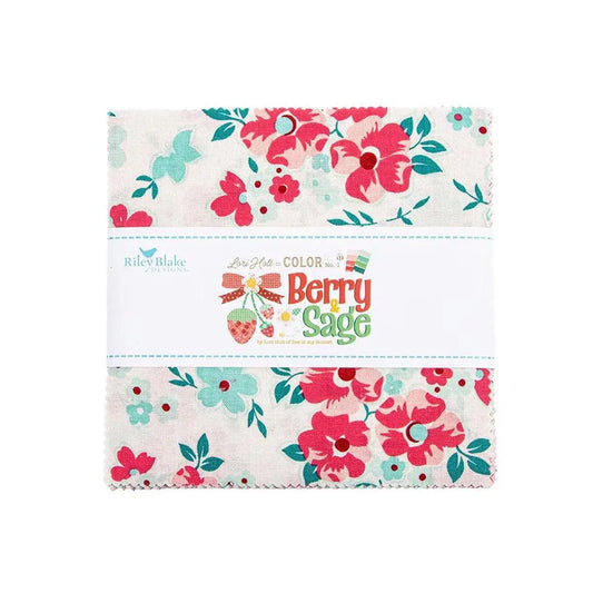 Berry & Sage 5" Stacker Charm Pack, Designed by Lori Holt for Riley Blake Designs Groovy Quilt Co