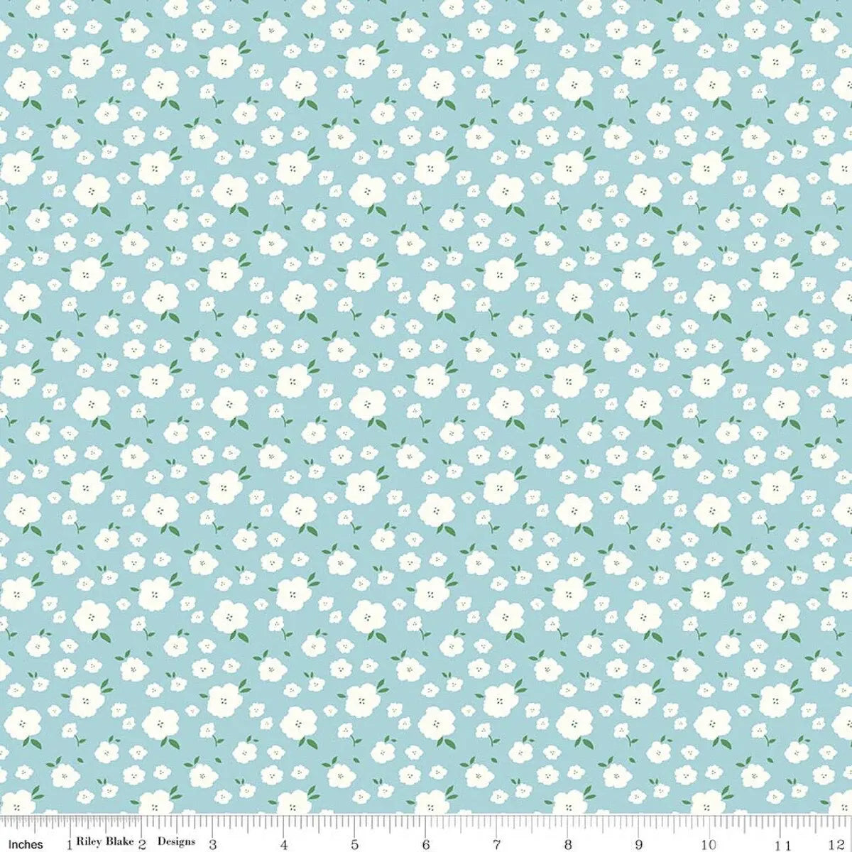 White flowers on a blue background