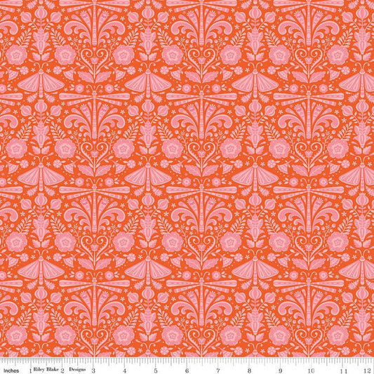 Peach Cobbler Field Study Orange by Lily Ashbury for Riley Blake Designs, 100% Quilt Cotton Fabric by the Yard
