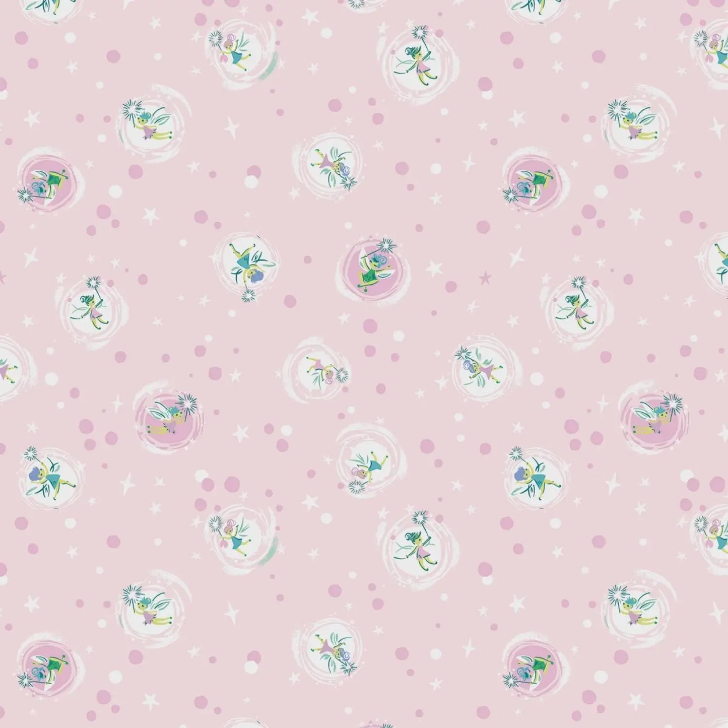 Patterned fabric with small floral designs on a pink background