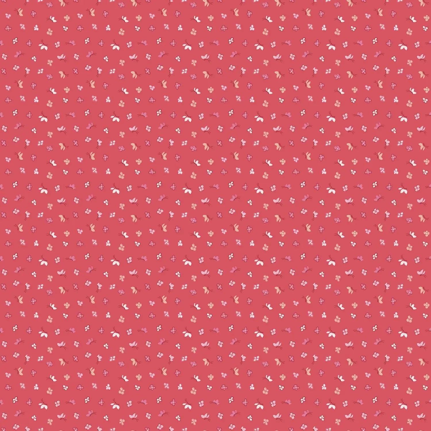 Red Pink fabric with small floral pattern
