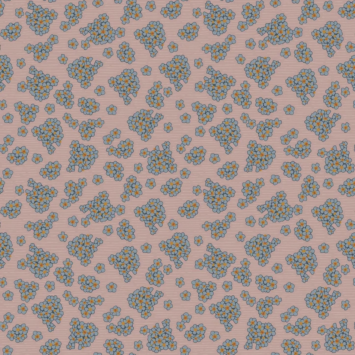 Pattern of small blue flowers on a pink background