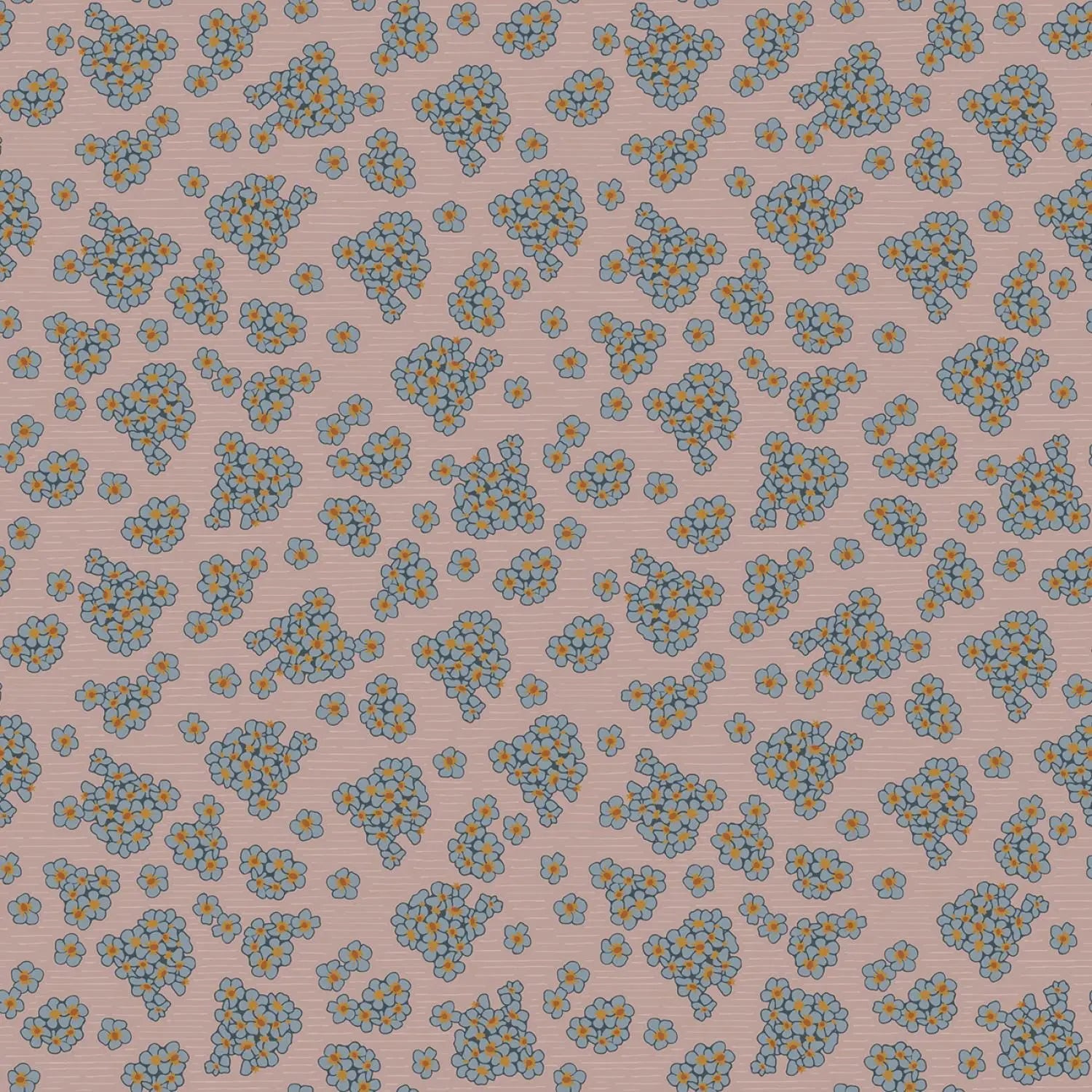 Pattern of small blue flowers on a pink background