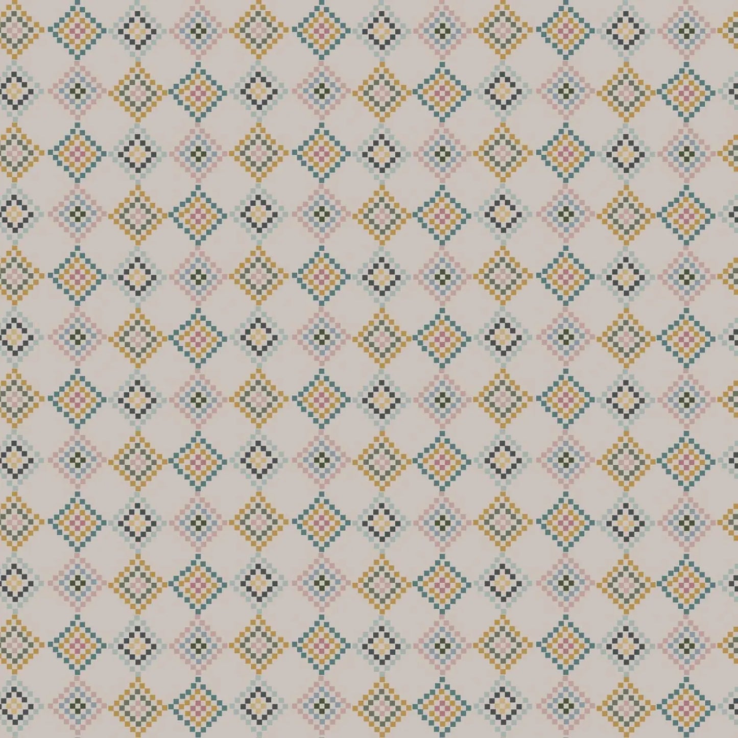 Patterned fabric with geometric design on a neutral background