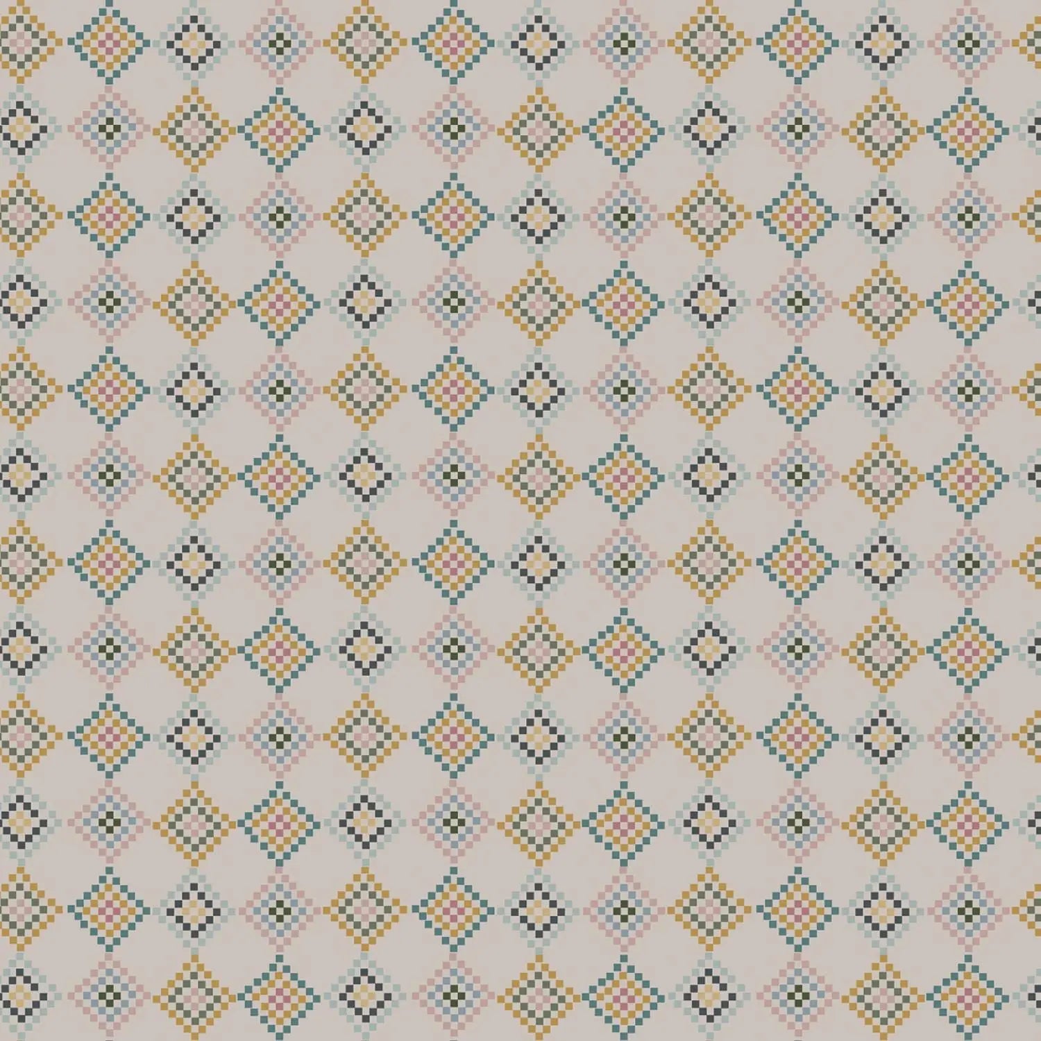 Patterned fabric with geometric design on a neutral background